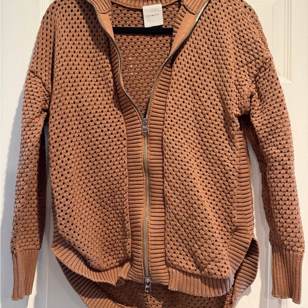 Varley Women's Tan Open-Knit Cardigan